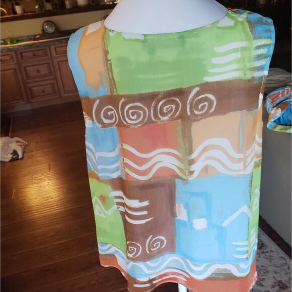 City Girl Nancy Bolen L multi color patch work look camisole and cover shirt - Picture 6 of 11